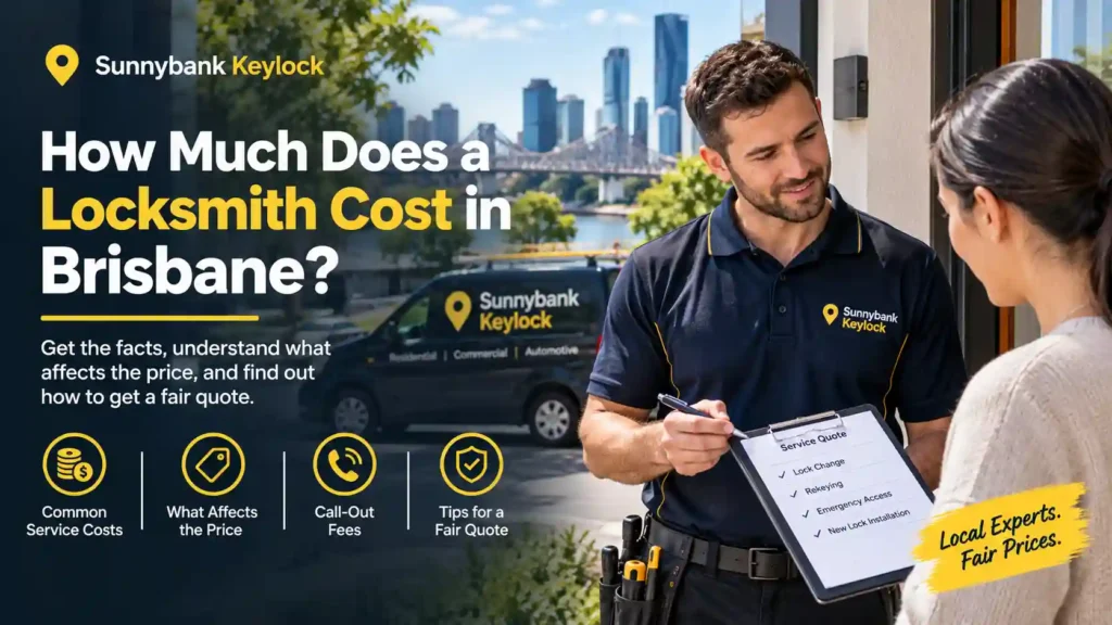 Locksmith giving a customer a quote for a lock job in Brisbane